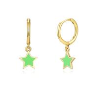 Boucle Doreille Cartilage Femme, Créoles Vert Argent Sterling S925 Pendentif Étoile pour Saint Valentin Bijoux