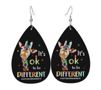 Boucle D'Oreille, C'Est Normal D'Être Différent Sensibilisation À L'Autisme Girafe Mignonne, Boucles D'Oreilles Femme, Tendance, Légères, Boucle D'Oreille En Cuir Pour Cadeau Femmes