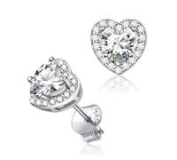 Boucle d'oreille Coeur Femme Clous d'oreilles Puces Diamant Pierre Blanc Claire Cadeau Maman