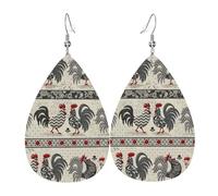 Boucle D'Oreille Coq De Campagne Français Vintage En Bois De Grange Leather Earrings Confortables Boucles D'Oreille Pendantes Lightweight Boucle D'Oreilles Pendantes En Cuir Pour Fête