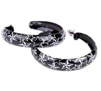 Boucle D'oreille Créole Étoile Noir Blanc 4cm Femme Pinup Rockabilly