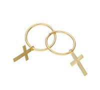 Boucle d'Oreille Créole Individuelle Croix en Or Jaune 9 Carats