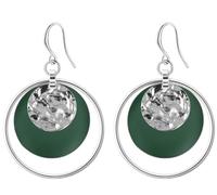 Boucle d'Oreille Créole Laiton Plaqué Or Argent 18K Cadeau Bijoux Femme Boho Chic Plusieurs Couleurs (Argent vert)