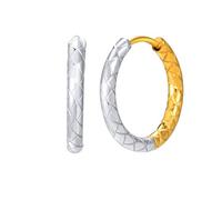 Boucle D'Oreille, Créoles Acier Inoxydable Argent Or Losange Géométrique 2.5X18.3mm pour Femme Bal de Promo Bijoux