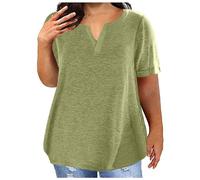Boucle d'oreille Cristal Femmes, Chemises à la Mode Col en V, Décontractées, Confortables, Doux, Manches Courtes, Tunique Blouses Basique, T-shirts Épaules Dénudées Chemisier Femme, vert, XXL