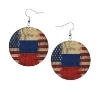 Boucle D'Oreille Drapeau De La Russie Drapeau Russe Américain Leather Earrings Tendance Boucles D'Oreille Pendantes Légères Boucle D'Oreilles Pendantes En Cuir Pour Filles Decorations