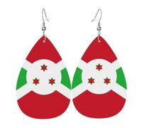 Boucle D'Oreille, Drapeau Du Burundi, Boucles D'Oreilles Femme, Légères, Impression, Boucle D'Oreille En Cuir Pour Cadeau Femmes Decorations