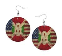 Boucle D'Oreille Drapeau Du Burundi Drapeau Burundais Américain Leather Earrings Légères Boucles D'Oreille Pendantes Tendance Boucle D'Oreilles Pendantes En Cuir Pour Femmes Filles