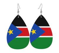 Boucle D'Oreille, Drapeau Du Soudan Du Sud, Boucles D'Oreilles Femme, Tendance, Légères, Boucle D'Oreille En Cuir Pour Decorations Filles Cadeau