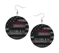 Boucle D'Oreille, Drapeau Rétro Du Soudan, Boucles D'Oreille Pendantes, Tendance, Légères, Boucle D'Oreille En Cuir Pour Cadeau Decorations Fête