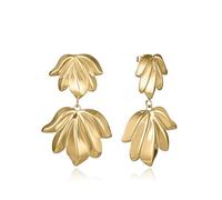 Boucle d'oreille en acier Ip dorée Feuille Mme Fn