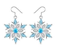 Boucle d'oreille en argent sterling avec flocon de neige en cristal et zircon cubique
