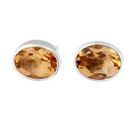 Boucle d'oreille en citrine naturelle rare 10 x 6 mm | en argent sterling 925 plaqué argent | forme ovale plaquée, solitaire facetté, style minimaliste unisexe | LK_VSTD_0761