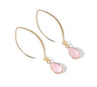 Boucle D'oreille En Cristal D'eau Pour Les Femmes Quartz Rose Pendentif Goutte D'oreille Longue Oreille Crochet Bijoux De Fête,Quartz Rose Rose