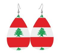 Boucle d'oreille en cuir avec drapeau du Liban en forme de goutte d'eau élégante, parfaite pour les femmes, et un excellent choix de décoration pour les fêtes et les vacances.