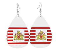 Boucle d'oreille en cuir avec drapeau du Sénat de Brême - Forme élégante en forme de goutte d'eau - Parfait pour les femmes - Un excellent choix de décoration pour les fêtes et les vacances.