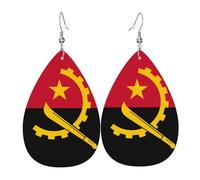 Boucle d'oreille en cuir drapeau de l'Angola. Forme élégante en forme de goutte, parfaite pour les femmes, et un excellent choix de décoration pour les fêtes et les vacances.