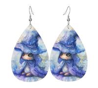 Boucle D'Oreille En Cuir Petit Sorcier Bleu Leather Earrings Lightweight Boucles D'Oreille Pendantes Tendance Boucle D'Oreille Pour Decorations Filles