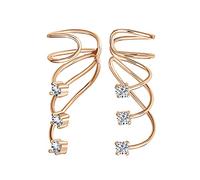 Boucle D'Oreille En Épingle À Cheveux En Or Rose Plaqué Avec Zircone Cubique En Fil De Spirale Triple CZ Courbé Pour Cartilage Pour Femmes Adolescentes En Argent Sterling .925