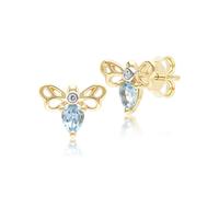 Boucle D'Oreille En Forme De Poire En Topaze Et Diamants En Or Jaune 9ct