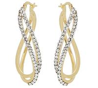 Boucle d'oreille en or 18 carats avec deux lignes de cristaux Swarovski Dea Senia