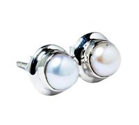 Boucle d'oreille en perle d'eau douce naturelle rare de 9 mm | Fabriquée en argent sterling 925 plaqué argent | Forme ronde plaquée, solitaire lisse, style minimaliste | LK_VSTD_0743