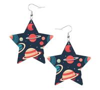 Boucle d'oreille étoile en similicuir, boucles d'oreilles tendance, jolies boucles d'oreilles pendantes de planètes de l'espace extérieur