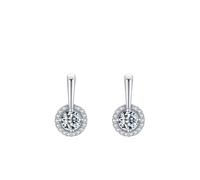 Boucle Doreille Femme Argent 925 Clou, Boucle D'Oreille Pierre Halo Rond Argent Bijoux Cadeau pour Anniversaire