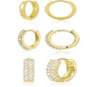 Boucle Doreille Femme Argent 925 Creole Plaqué Or 14K Creoles Acier Inoxydable Ensembles Boucle Boreille F-g