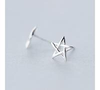 Boucle Doreille Femme Argent, Boucles D'Oreilles En Argent Sterling 925 Clous D'Oreille Pentagramme Ajouré Mode Cartilage Petites Boucles D'Oreilles Bijoux De Charme Pour Les Femmes Petite Amie Soe