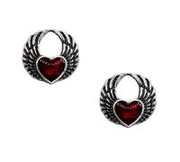 Boucle Doreille Femme Argent Rétro Punk foncé gothique vent rouge en forme de coeur goutte à goutte boucle d'oreille personnalisée fête Cosplay Costume accessoires Embout (Silver, One Size)