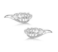 Boucle D'Oreille Femme, Boucle D'Oreille Clou Zirconium Plaqué Argent Ailes D'Ange 41X14.5mm pour Fête Des Mères Bijoux