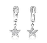 Boucle D'Oreille Femme, Boucle D'Oreille Clou Zirconium Plaqué Argent Broche en Zircon 48X11mm pour Nouvelle Année Bijoux