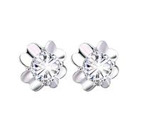 Boucle D'Oreille Femme, Boucle D'Oreille Clou Zirconium Plaqué Argent Trèfle à Quatre Feuilles 0.9mm pour Nouvelle Année Bijoux