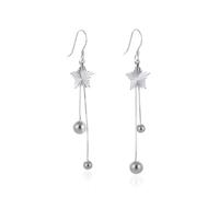 Boucle Doreille Femme, Boucles D'Oreilles Femme Pendantes Argent Argent Sterling S925 Boucles D'Oreilles Pendantes Étoile et Boule 76.5X12.3Mm
