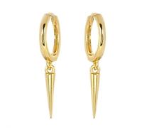 Boucle Doreille Femme Creole, Boucles d'Oreilles Créoles Argent 925 Cerceau poli avec pendentif cône, Or