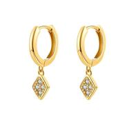 Boucle Doreille Femme, Creoles Argent Femme 925 Or Pendentif Poli en Losange et Zircone Cubique pour Fête Des Pères Bijoux