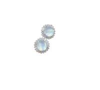 Boucle d'Oreille Femme Edelstein Boucles d'oreilles en argent, jade incrusté de calcédoine blanche glacée, cristal d'agate verte jadéite simple, forme ronde et ovale for femme(Color 4)