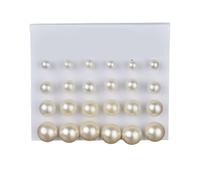 Boucle d'Oreille Femme Edelstein Ensemble de 12 paires de boucles d'oreilles en perles, simple et élégant, bijoux for femme(12 pairs of beige)