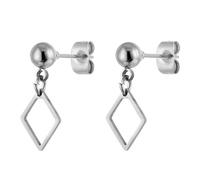 Boucle D'Oreille Femme Mariage, Boucle D Oreilles Acier Inoxydable Femme Clou Argent Losange Creux pour Fête Des Mères Bijoux