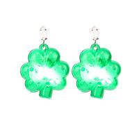 Boucle D'Oreille Fille d'oreilles d'oreilles lumineuses Vert Femmes Irlandais Clignotant Bijoux Costume Accessoire Pour St 's Day Party Girls Bijoux Femme Acier (C, One Size)