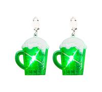 Boucle D'Oreille Fille d'oreilles d'oreilles lumineuses Vert Femmes Irlandais Clignotant Bijoux Costume Accessoire Pour St 's Day Party Girls Bijoux Femme Acier (E, One Size)