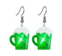 Boucle D'Oreille Fille d'oreilles d'oreilles lumineuses Vert Femmes Irlandais Clignotant Bijoux Costume Accessoire Pour St 's Day Party Girls Bijoux Femme Acier (F, One Size)