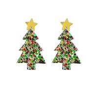 Boucle D'Oreille Fille d'oreilles scintillantes pour arbre de noël, grandes gouttes d'oreilles scintillantes en plusieurs couleurs, pour atmosphère Festive, fête Boucle D'Oreille Enfant (A, One Size)