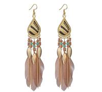 Boucle Doreille Homme Boho plume d'oreilles pour femmes d'oreilles bohème léger plume Hippie pour femmes filles (F, One Size)