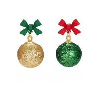 Boucle Doreille Homme Boucles d'oreilles à nœud papillon creux à paillettes, sphère de noël européenne | Clous asymétriques | Accessoires de vacances festifs (C, 3 7X1 8CM)