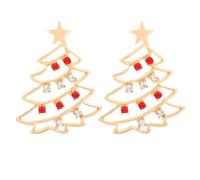 Boucle D'Oreille Homme Boucles d'oreilles sapin de Noël en zircon coloré Atmosphère Boucles d'oreilles scintillantes pour les fêtes (White, 4X3CM)