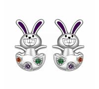 Boucle D'Oreille Homme Dessin animé mignon lapin pendantes d'oreilles lapin Joyeuses Pâques oeuf carotte boucle d'oreille d'oreilles de Pâques dessin animé mignon (B, One Size)