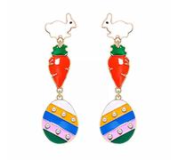 Boucle D'Oreille Homme Dessin animé mignon lapin pendantes d'oreilles lapin Joyeuses Pâques oeuf carotte boucle d'oreille d'oreilles de Pâques dessin animé mignon (C, One Size)