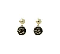 Boucle D'Oreille Homme d'oreilles année du, personnalité créative, goutte d'huile rouge, d'oreilles, festives, pour femme (Black, One Size)